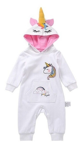 Mameluco  Pijama Bebé Unicornio Blanco Con Alas