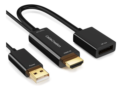 Cablecreation Adaptador Hdmi A Displayport 4k Con Alimentaci