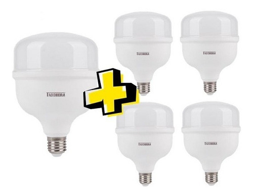 Kit 5 Lâmpada Bulbo 50w Branco Frio E27 Bivolt Taschibra