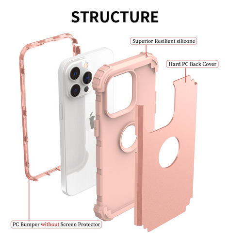 Funda Para iPhone 14/pro/14plus/14pro Max 360 Uso Rudo 3en1