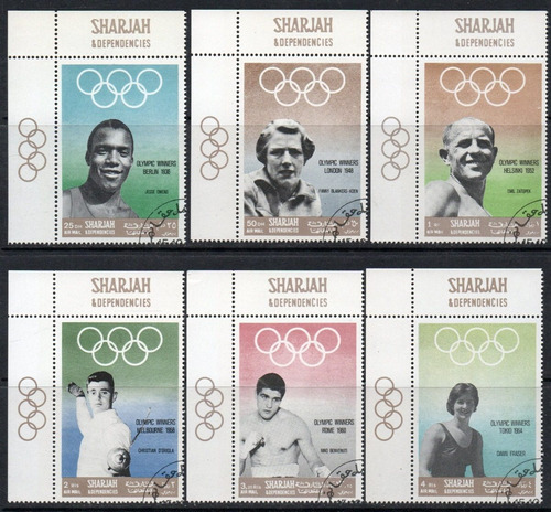 Sharjah & Dependencias Serie X 6 Sellos Olimpíadas Año 1968 