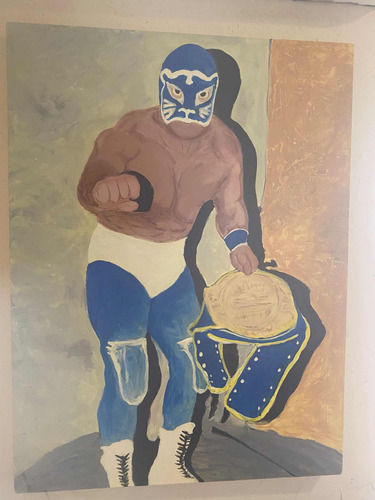 Cuadro Luchador, Blue Panther, Acrilico Sobre Lienzo 60x80cm