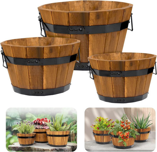 Idzo Juego De 3 Cajas De Flores De Madera Para Exteriores, M