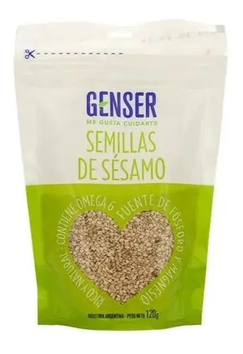 Semillas De Sesamo Integral Genser 120gr Omega 6 Magnesio