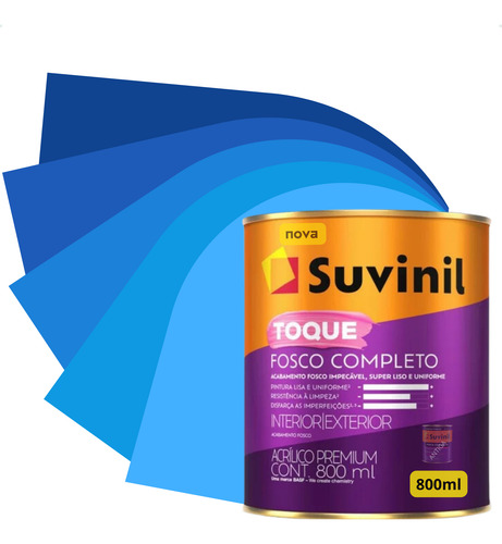 Tinta De Parede Suvinil Fosco Completo Tons Do Azul 800ml