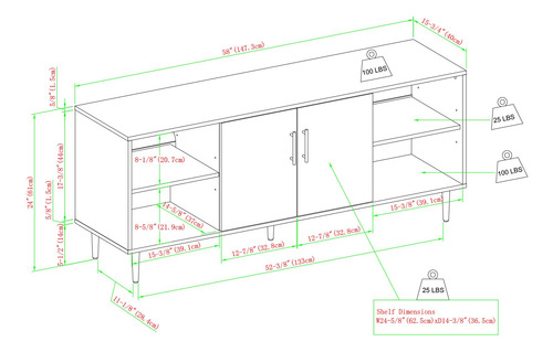 Walker Edison Faux Bookmatch Soporte De Tv De 2 Puertas Para