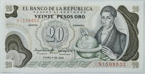 Billete 20 Pesos 01/ene/1983 Colombia Unc