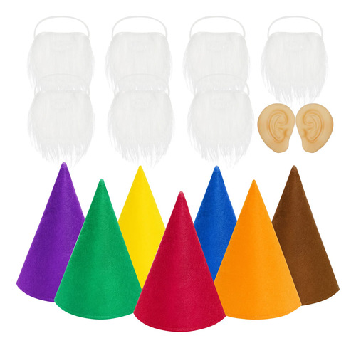 Paquete De 16 Juegos De Disfraz De Gnomo, 7 Sombreros Enanos