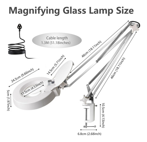 Lupa Iluminada Led 5 Pulgadas 10x Con Brazo Ajustable