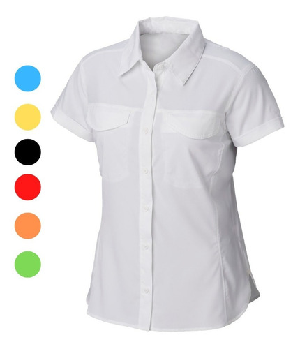 Camisa Dama Columbia Manga Corta Tela Drill