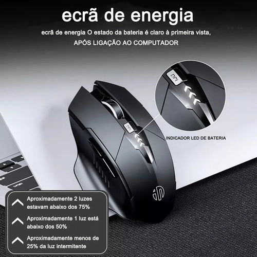 Mouse Sem Fio Bluetooth Recarregável Gamer Ergonômico 2.4g