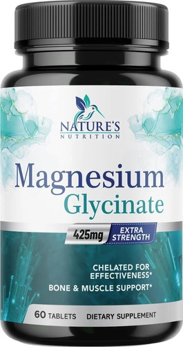 Magnesium Glycinate 425 Mg 60tabletas, Nature's Nutri,