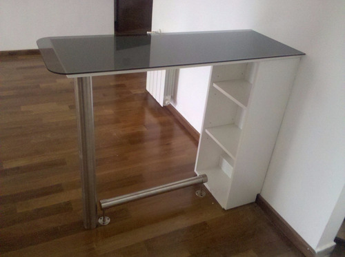 Imagen 3 de 6 de Desayunador, Columna Acero Inoxidable Esmerilado, Vidrio
