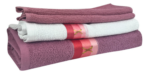Set 4 Toallas De Baño 100% Algodón Suaves Extrasecado Roses
