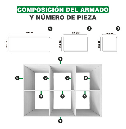Organizador De 6 Cubos Armable Estilo Minimalista Color Blanco