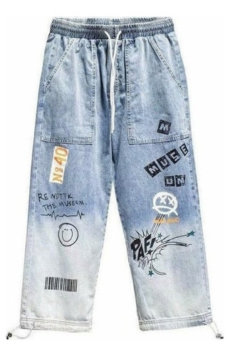 Jeans Hombre Flojo Hip Hop Streetwear Pantalón Graffiti [u]