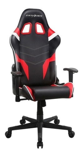Silla de escritorio DXRacer Nex Max gamer ergonómica  negra, roja y blanca con tapizado de cuero sintético