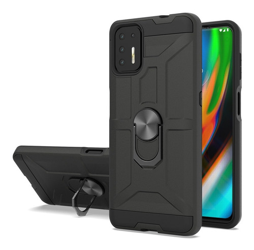 Funda Uso Rudo Con Anillo Moto G9 Plus + Cristal Templado 9d