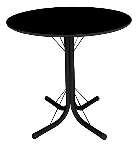 Mesa Jantar Redonda 70cm Mdf Base 4 Apoio Mia Aço 