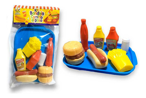 Kit Fast Food Con Bandeja Pancho Hamburguesa Papas Ketchup 