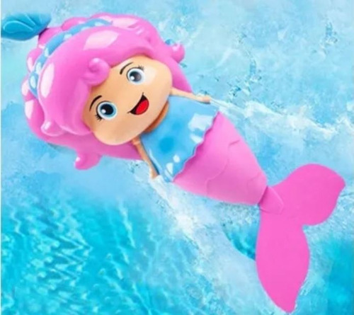 Imagen 4 de 4 de Muñeca Sirena Bebe Para Pileta Agua Baño A Cuerda 19 Cm Educ