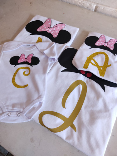 Set De 4 Playeras Personalizadas Minnie O Mickey Disney