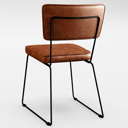 Cadeira Decorativa Estofada Para Sala De Jantar Base Em Aço Allana L02 Couríssimo Camel