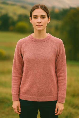 Sweater Pullover Lana De Alpaca Liso Peinado