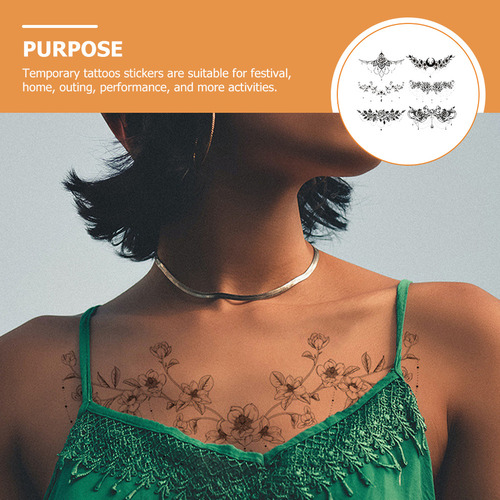 Y Adesivos De Tatuagem No Peito, 6 Unidades