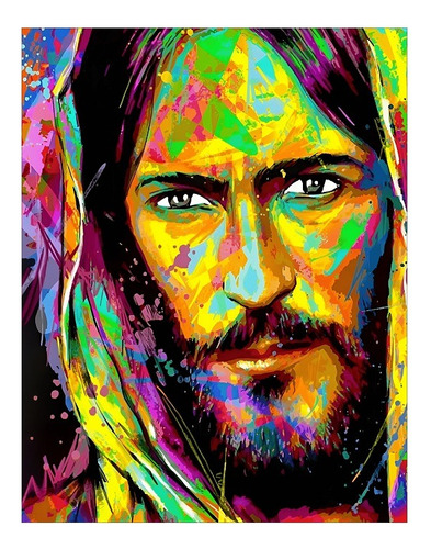 Cuadro Decorativo Cristo Jesús Rostro De Colores 55cm X 70cm