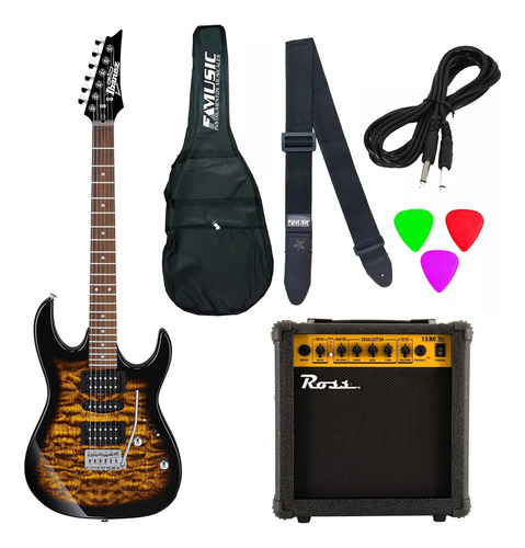 Combo Guitarra Electrica Ibanez Amplificador 15w Accesorios