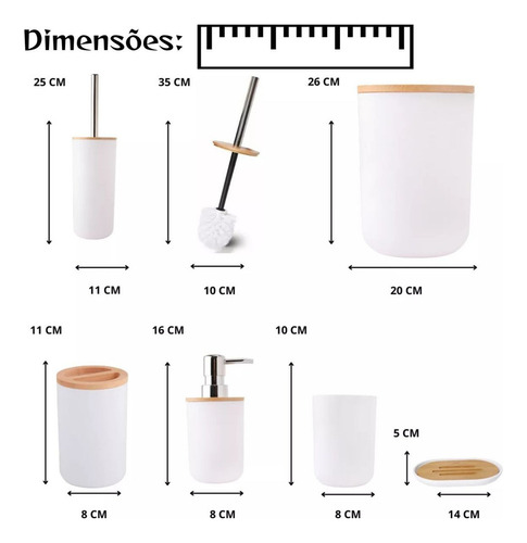 Juego De Accesorios De Baño Basurero Jabonera 6 Piezas.
