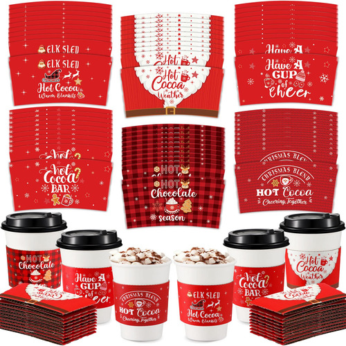 Fundas De Papel Para Taza De Café De Navidad, Fundas De Pa.