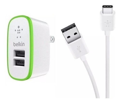  Cargador De Pared Doble Puerto Usb + Cable Tipo C 2.1 Amp