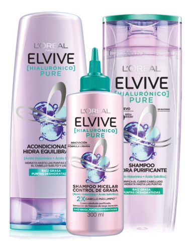 Pack Elvive: Sh + Aco Pure 370ml + Sh Pure Micellar 300ml