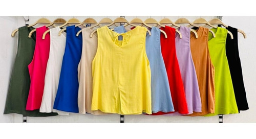 Imagen 2 de 3 de 23128l A Musculosa De Lino Tajo En La Espalda