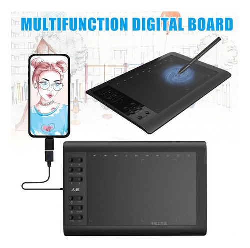 Arte Diseño Gráficos Dibujo Tablet Tablero + Lápiz Digital Color Negro