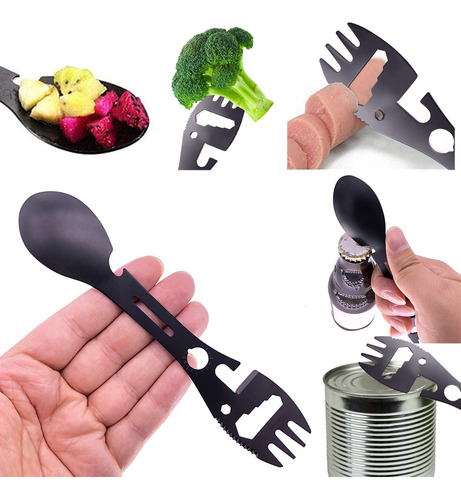 Tenedor, Cuchara Y Cuchillo Multifuncionales Para Acampar