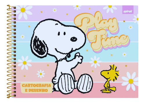 Caderno De Arte Cartografia E Desenho Sem Pauta Snoopy 80fls Cor Snoopy Play Time
