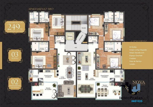 Imagem 10 de 16 de Apartamento Padrão Com 3 Quartos No Irene Mafra - 751172-v