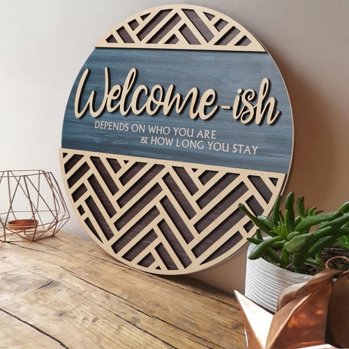 Placa Colgante Iarttop 3d De Bienvenida Para Puerta De Entra