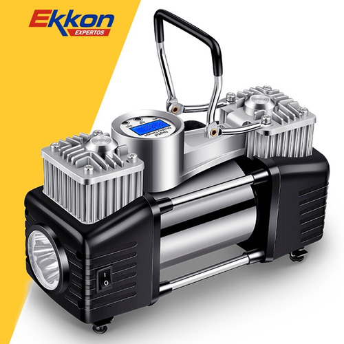 Imagen 5 de 10 de Inflador Digital Kommberg Mini Compresor Auto 12v Linterna
