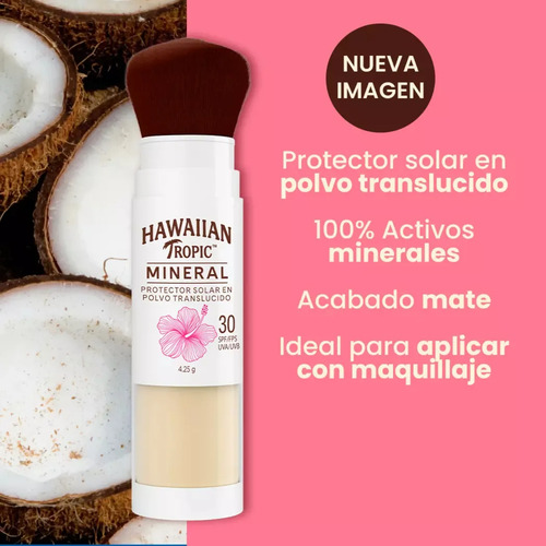 Protector Solar En Polvo Fps30 Mineral Brush Hawaiian Tropic