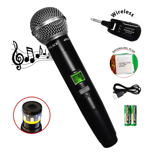 Micrófono Inalámbrico Uhf Bt-ptu72 Batblack