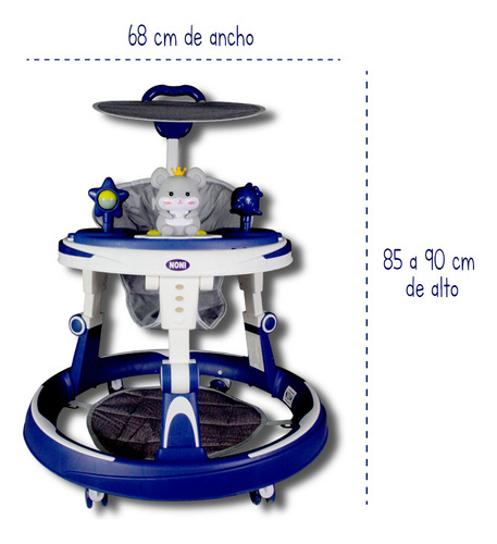 Andadera De Lujo Con Luz Led Y Sonido Noni Is-102b Color Azul