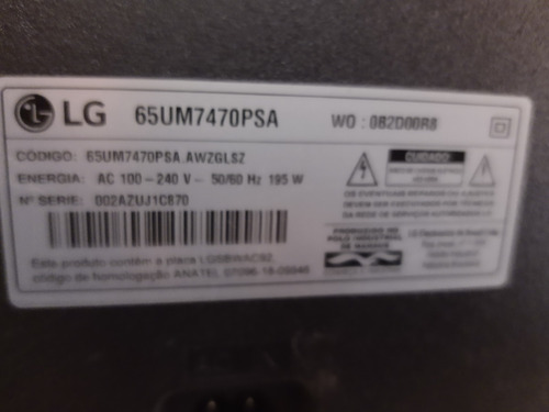 Imagem 4 de 4 de Smart Tv LG 65um7470psa Led 4k 65 100v/240v- Tela Quebrada!