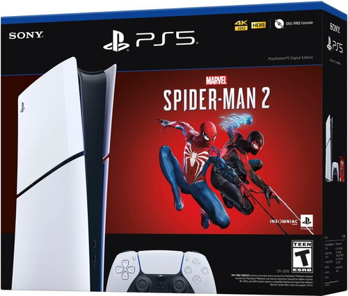 Playstation 5 Slim Digital 1 Tb Bundle Marvel Spiderman 2 Color Blanco