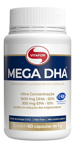 Mega Dha - 1500mg Dha + 300mg Epa - 60 Cápsulas - Vitafor