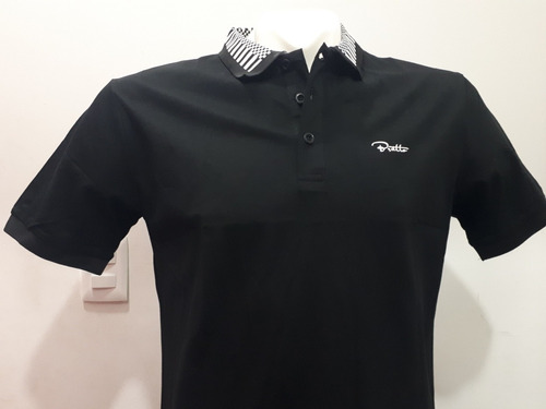 Playera Marca Bratto Tipo Polo Strech Corte Slim 16-01 Negro