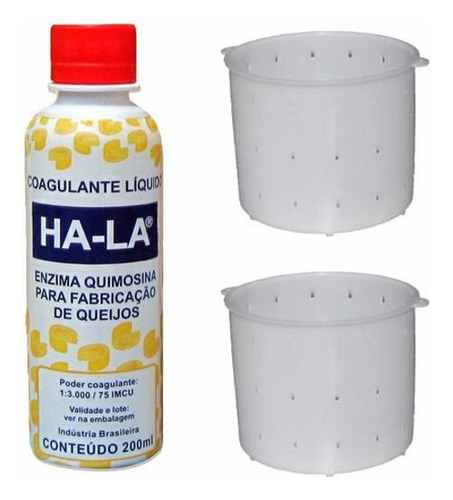 Coalho Líquido Ha-la 200ml Coagulante Queijo + 2 Formas 1kg